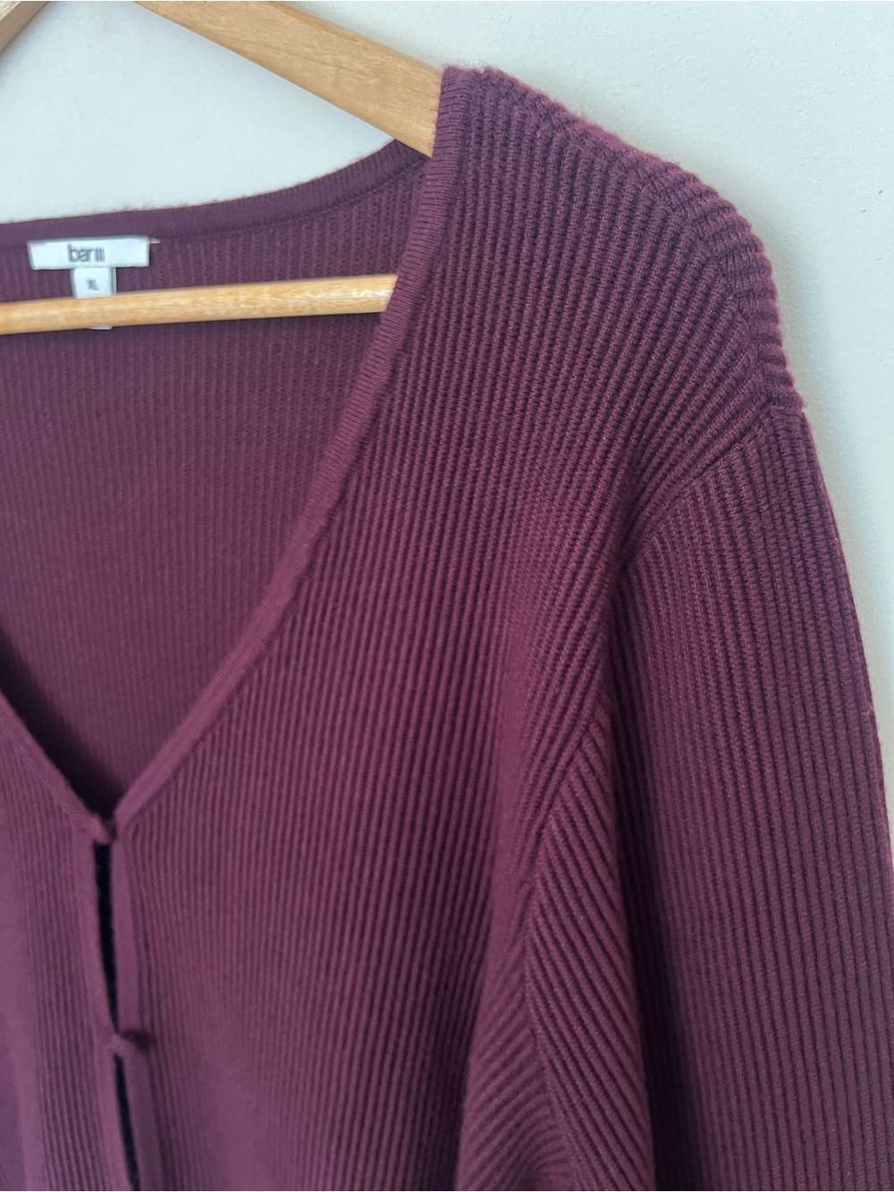 Bar III Ribbed Burgundy Cardigan XL NWT | Tell Me Lies Wardrobe - Picture 4 of 12